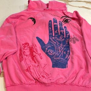 Urban Outfitters Pink Hoodie with Blue Graphic